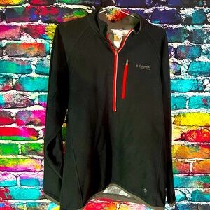 Columbia Men’s Omniheat Titanium Black and Red 1/4 Zip Fleece Large